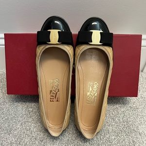 SALVATORE FERRAGAMO RUFINA QUILTED BALLET FLATS SIZE 7M BNIB